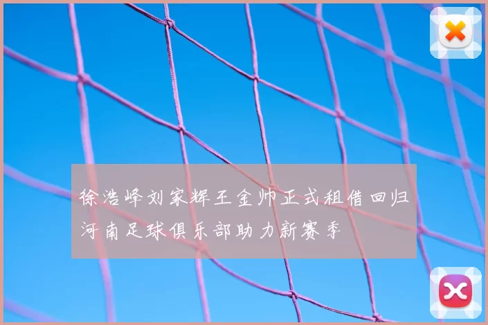 徐浩峰刘家辉王金帅正式租借回归河南足球俱乐部助力新赛季